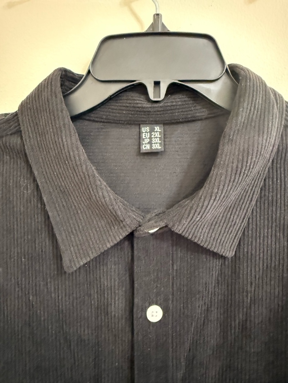 Black Corduroy Men's Shirt - XL